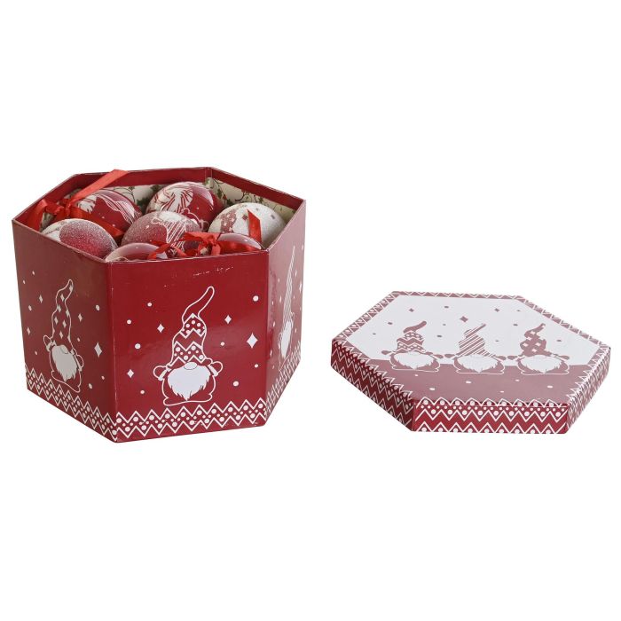 Bola Decoracion Navidad Tradicional DKD Home Decor Rojo Blanco 25 x 16 x 25 cm Set de 14 (2 Unidades) 1