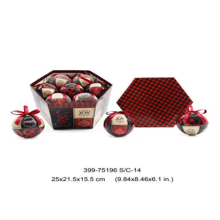 Bola Decoracion Navidad Alpina DKD Home Decor Rojo Negro 25 x 16 x 25 cm Set de 14 (2 Unidades)
