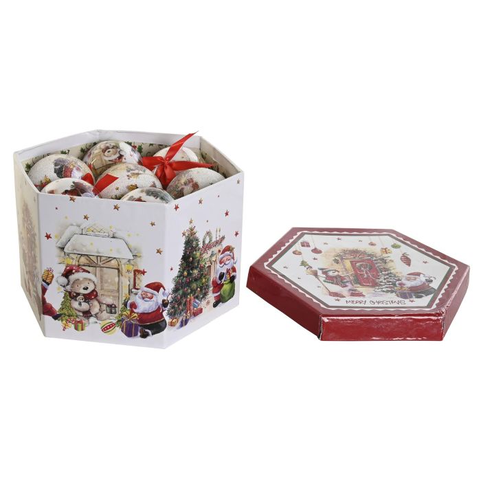Bola Decoracion Navidad Tradicional DKD Home Decor Rojo Blanco 25 x 16 x 25 cm Set de 14 (2 Unidades) 1
