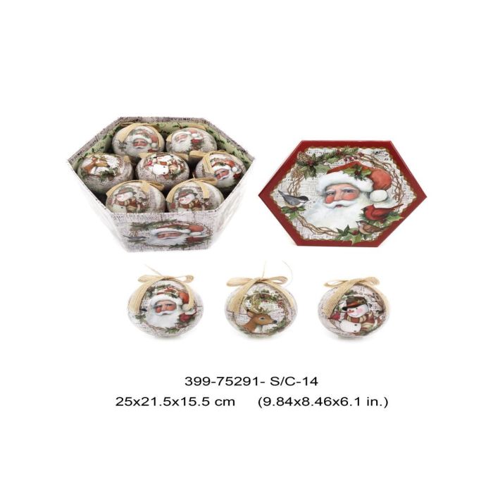 Bola Decoracion Navidad Tradicional DKD Home Decor Beige Rojo 25 x 16 x 25 cm Set de 14 (2 Unidades)