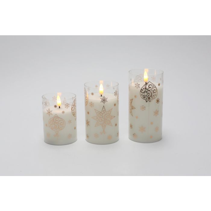 Vela Led Navidad Moderna DKD Home Decor Blanco Dorado 7.5 x 15 x 7.5 cm Set de 3 (2 Unidades) 1