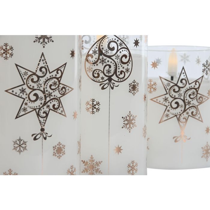 Vela Led Navidad Moderna DKD Home Decor Blanco Dorado 7.5 x 15 x 7.5 cm Set de 3 (2 Unidades) 2
