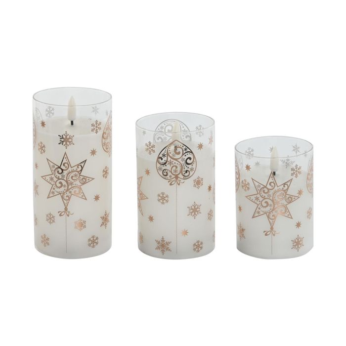 Vela Led Navidad Moderna DKD Home Decor Blanco Dorado 7.5 x 15 x 7.5 cm Set de 3 (2 Unidades) 3