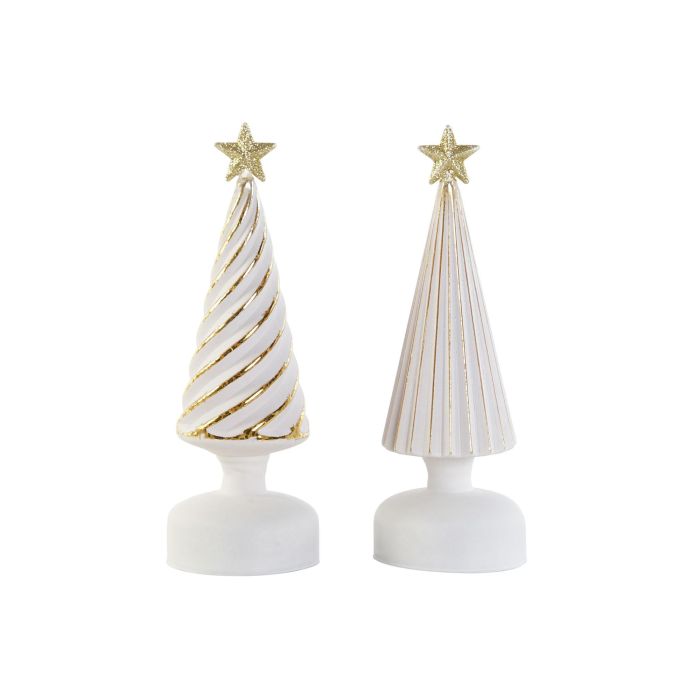 Decoracion Luminosa Navidad Moderna DKD Home Decor Blanco Dorado 9 x 25 x 9 cm (2 Unidades) 3