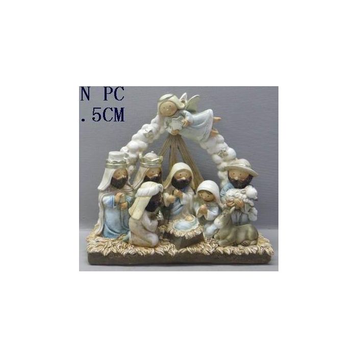 Nacimiento DKD Home Decor Blanco Azul 8 x 20.5 x 23.5 cm (2 Unidades)