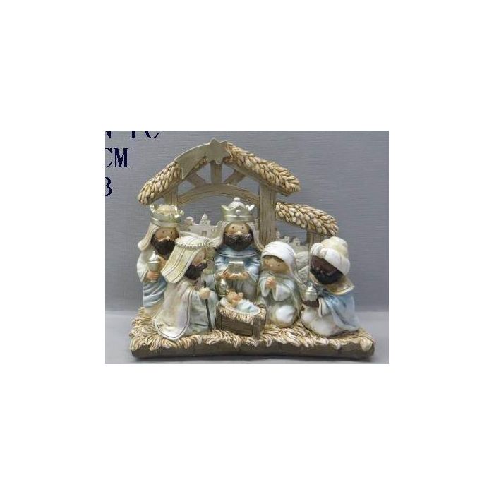 Nacimiento  DKD Home Decor Blanco Azul 7 x 17.5 x 20 cm (2 Unidades)