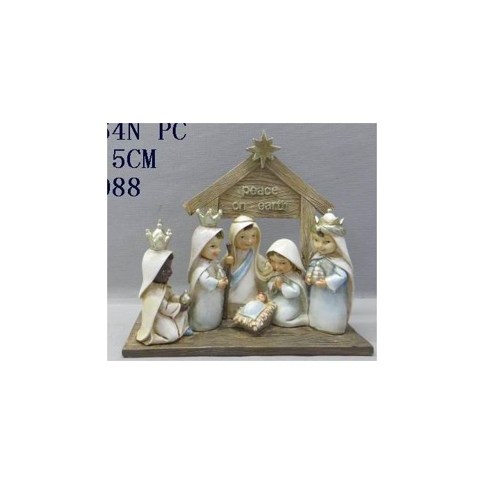 Nacimiento DKD Home Decor Dorado Azul 7 x 15.5 x 7 cm (2 Unidades)