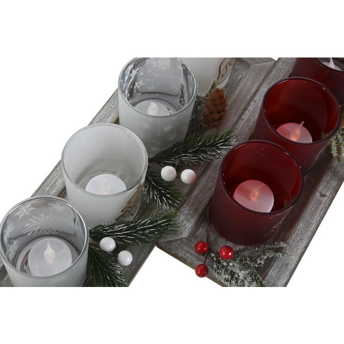 Portavela Navidad Tradicional DKD Home Decor Rojo Blanco 9 x 13.5 x 40 cm Set de 5 (2 Unidades) 1