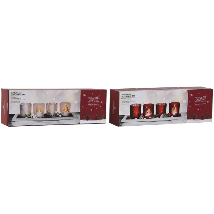 Portavela Navidad Tradicional DKD Home Decor Rojo Blanco 9 x 13.5 x 40 cm Set de 5 (2 Unidades) 3