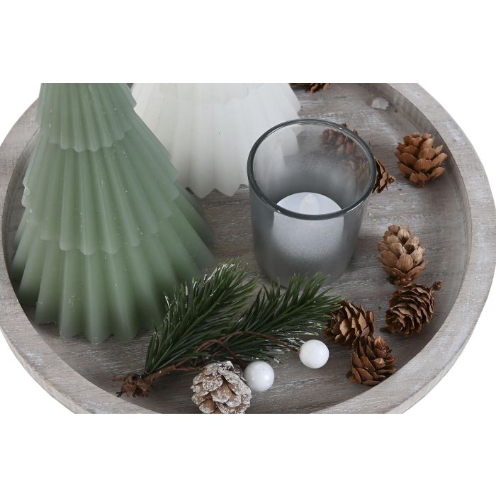 Portavela Navidad Moderna DKD Home Decor Blanco Verde 12 x 26 x 26 cm Set de 4 (2 Unidades)