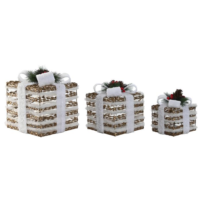 Regalo Navidad Moderna DKD Home Decor Blanco Dorado 26 x 30 x 26 cm Set de 3 (2 Unidades) 3