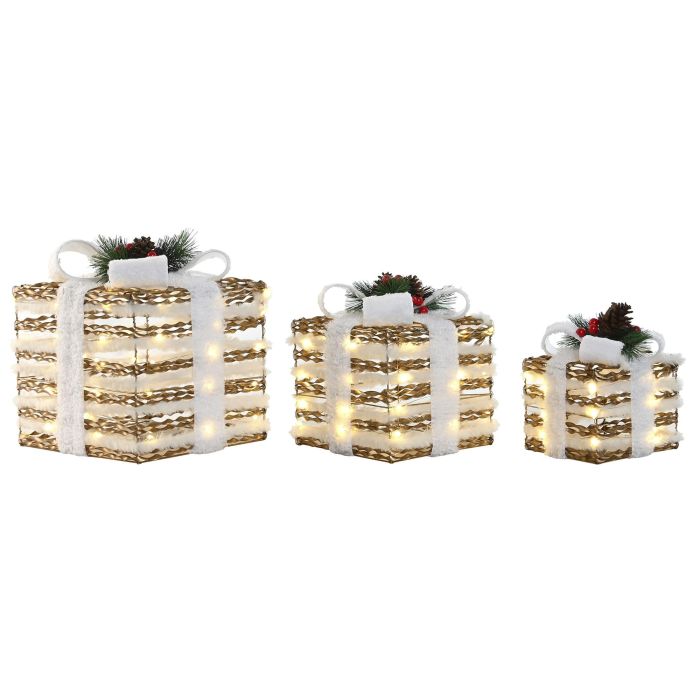 Regalo Navidad Moderna DKD Home Decor Blanco Dorado 26 x 30 x 26 cm Set de 3 (2 Unidades)