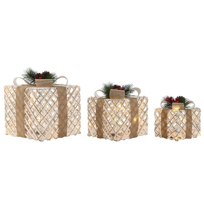 Regalo  DKD Home Decor Natural Blanco 26 x 30 x 26 cm Set de 3 (2 Unidades)