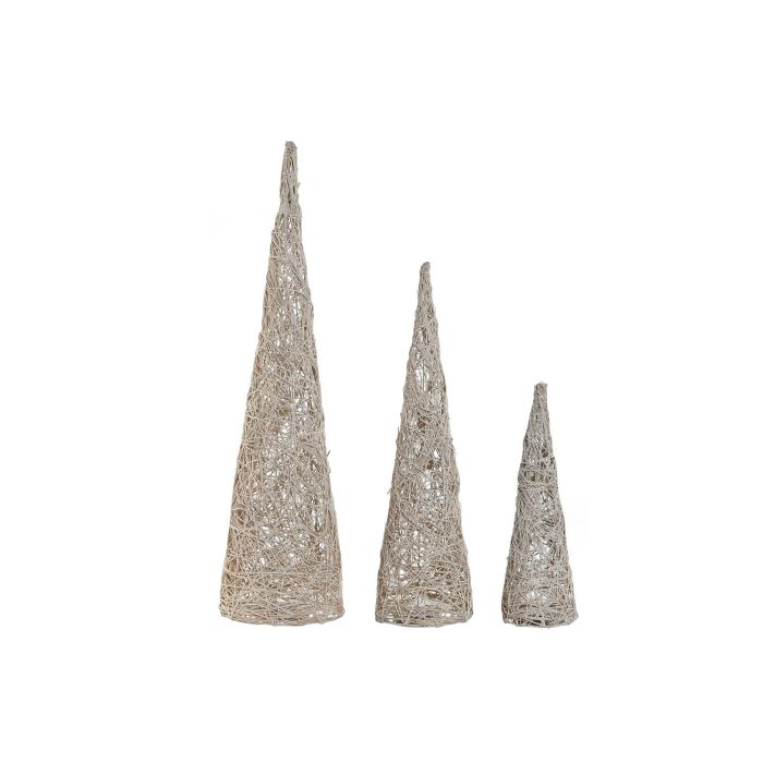 Cono Navidad Alpina DKD Home Decor Crema 20 x 80 x 20 cm Set de 3 (2 Unidades) 3