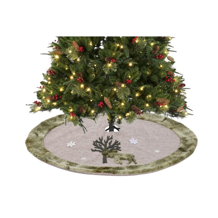 Base Arbol Navidad Alpina DKD Home Decor Verde Beige 0.5 x 105 x 105 cm (2 Unidades)