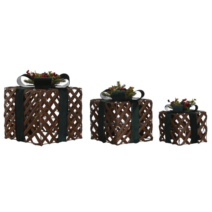 Regalo Navidad Tradicional DKD Home Decor Natural Verde 26 x 30 x 26 cm Set de 3 (2 Unidades) 3