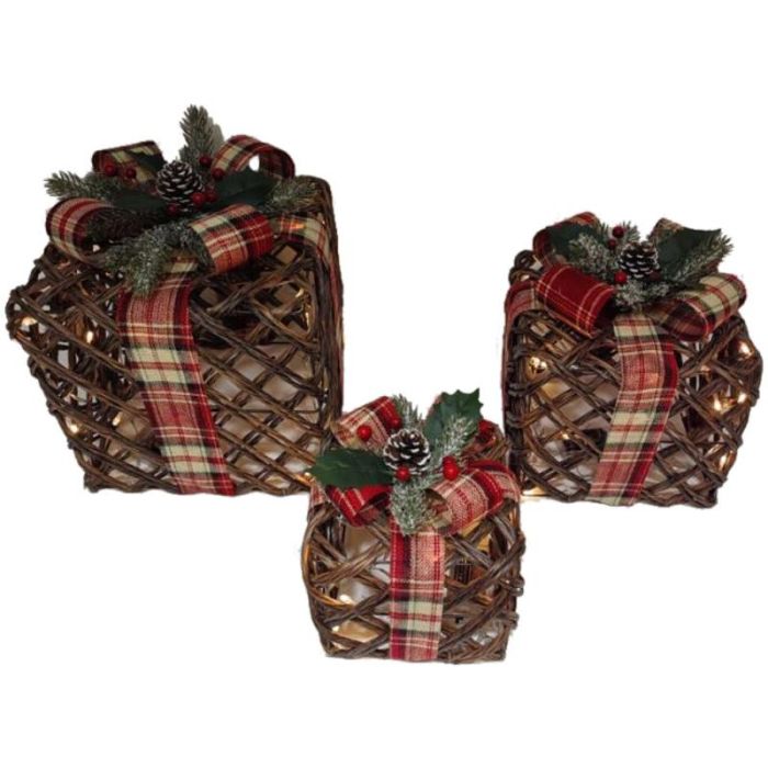 Regalo Navidad Tradicional DKD Home Decor Natural Rojo 26 x 30 x 26 cm Set de 3 (2 Unidades) 1