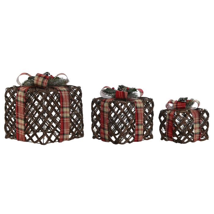 Regalo Navidad Tradicional DKD Home Decor Natural Rojo 26 x 30 x 26 cm Set de 3 (2 Unidades) 3