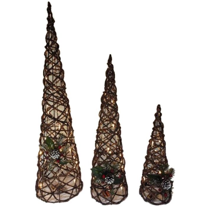 Cono Navidad Tradicional DKD Home Decor Natural 20 x 80 x 20 cm (2 Unidades) 1