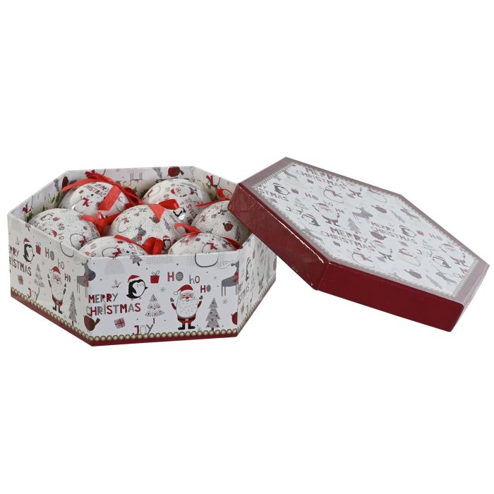 Bola Decoracion Navidad Tradicional DKD Home Decor Blanco Rojo 21.5 x 8.5 x 25 cm Set de 7 (2 Unidades) 2