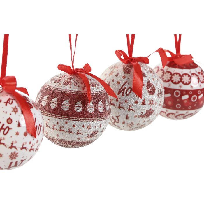 Bola Decoracion Navidad Tradicional DKD Home Decor Rojo Blanco 21.5 x 15.5 x 25 cm Set de 14 (2 Unidades) 1