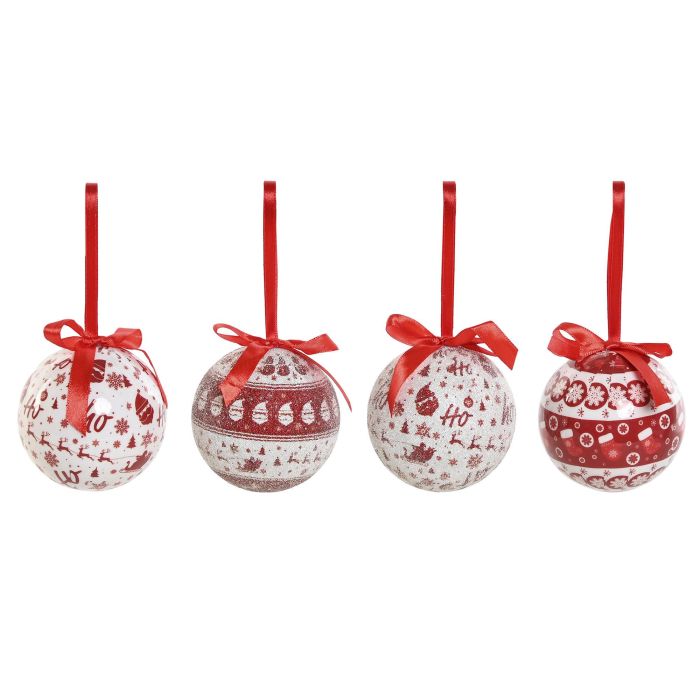 Bola Decoracion Navidad Tradicional DKD Home Decor Rojo Blanco 21.5 x 15.5 x 25 cm Set de 14 (2 Unidades)