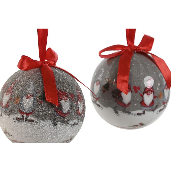 Bola Decoracion Navidad Tradicional DKD Home Decor Gris Rojo 21.5 x 15.5 x 25 cm Set de 14 (2 Unidades) 1