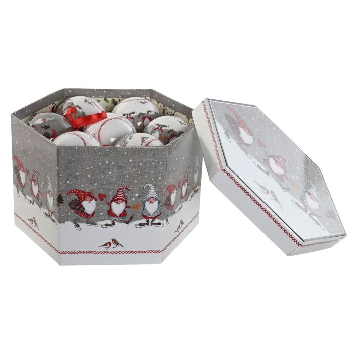 Bola Decoracion Navidad Tradicional DKD Home Decor Gris Rojo 21.5 x 15.5 x 25 cm Set de 14 (2 Unidades) 2