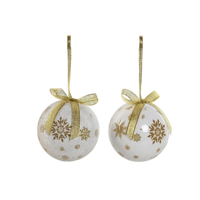 Bola Decoracion Navidad Moderna DKD Home Decor Dorado Blanco 21.5 x 15.5 x 25 cm Set de 14 (2 Unidades)