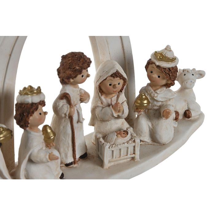 Nacimiento Navidad Tradicional DKD Home Decor Blanco Dorado 6 x 14.5 x 25 cm (2 Unidades) 1