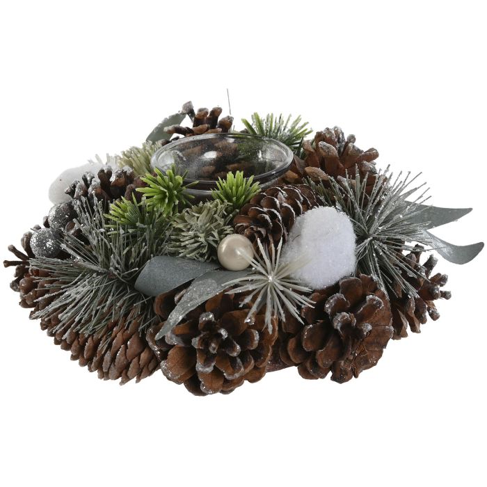 Portavela Navidad Alpina DKD Home Decor Verde Natural 19 x 9 x 19 cm (2 Unidades)