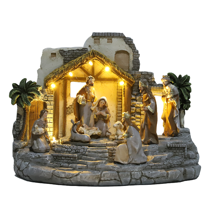 Nacimiento Navidad Tradicional DKD Home Decor Multicolor 16 x 22 x 29 cm (2 Unidades) 1