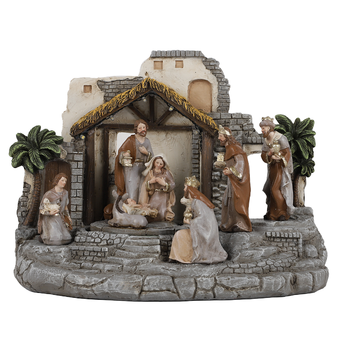 Nacimiento Navidad Tradicional DKD Home Decor Multicolor 16 x 22 x 29 cm (2 Unidades)