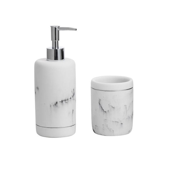 Baño Chic DKD Home Decor Blanco Plateado 8 x 20.3 x 9 cm Set de 2 (2 Unidades)