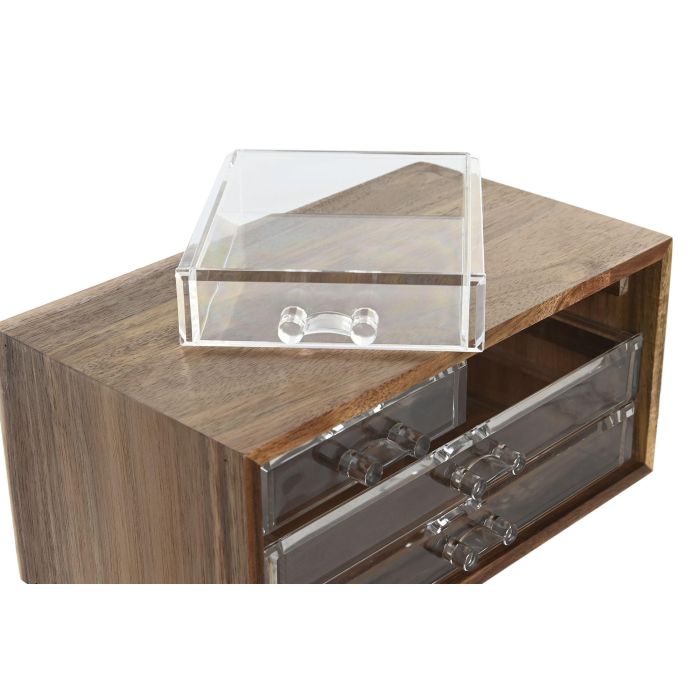 Organizador Basicos DKD Home Decor Natural Transparente 15.4 x 12 x 23.5 cm (2 Unidades) 2