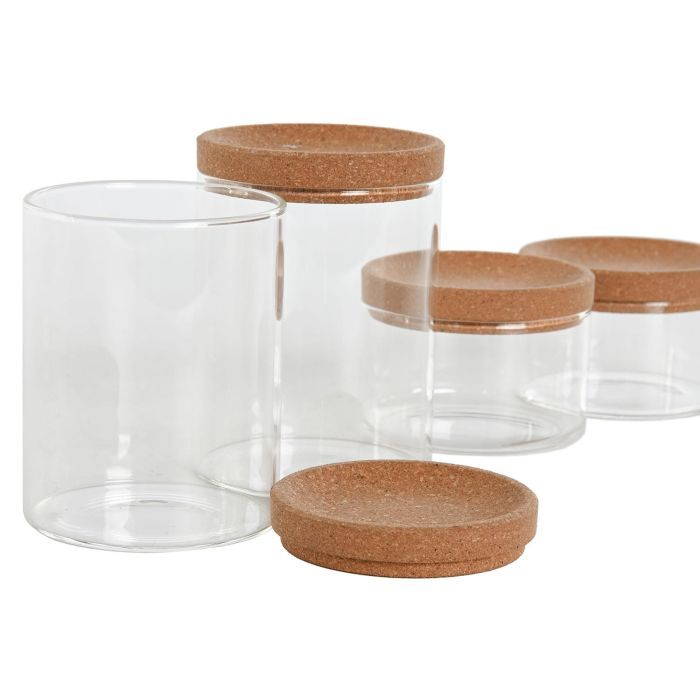 Bote Basicos DKD Home Decor Natural Transparente 10 x 12 x 26 cm Set de 5 (2 Unidades) 2