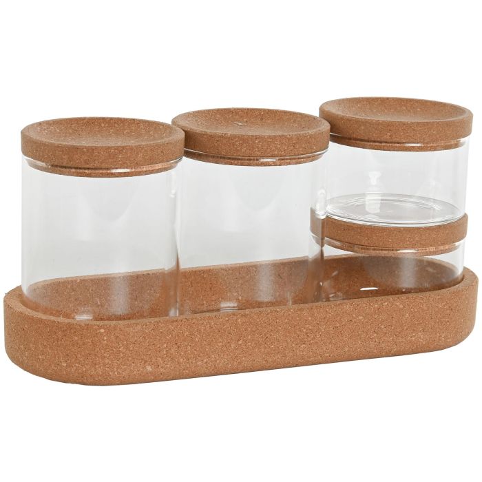 Bote Basicos DKD Home Decor Natural Transparente 10 x 12 x 26 cm Set de 5