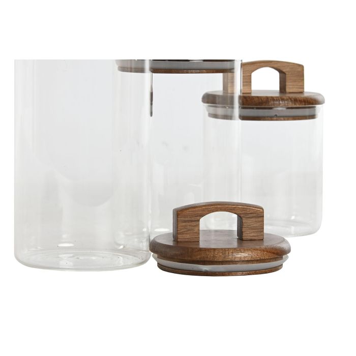 Bote Basicos DKD Home Decor Transparente Marron 10 x 20 x 10 cm Set de 3 (2 Unidades) 1