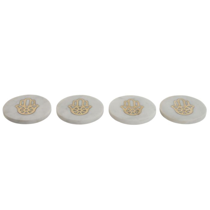 Posavasos Arabe DKD Home Decor Blanco Dorado 10 x 5 x 10 cm Set de 4 (2 Unidades)