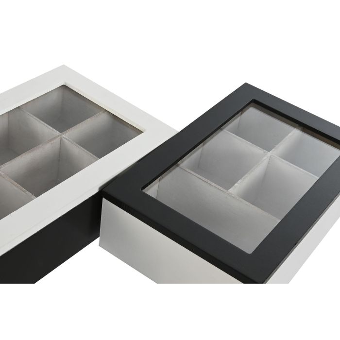 Caja Infusiones Moderno DKD Home Decor Blanco Negro 15 x 6.5 x 23 cm (2 Unidades) 1