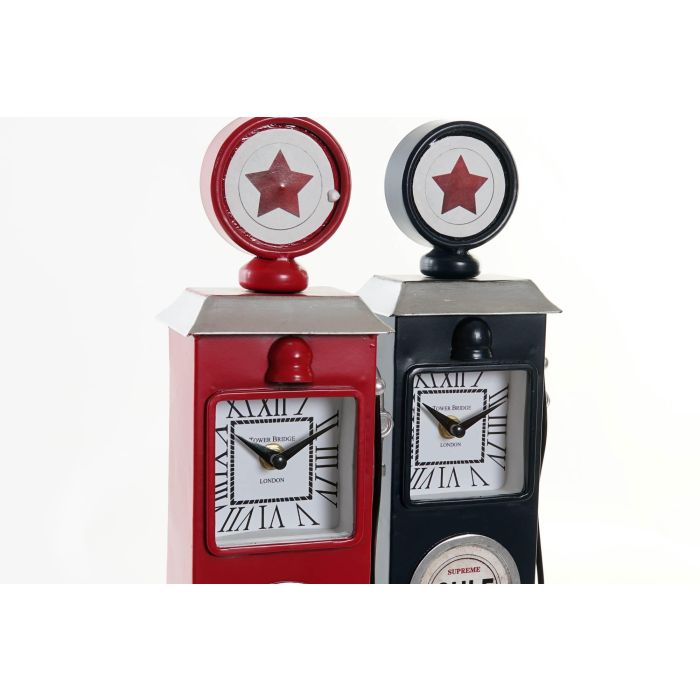 Reloj Sobremesa Vintage DKD Home Decor Rojo Azul Marino 8 x 35 x 12 cm (2 Unidades) 1