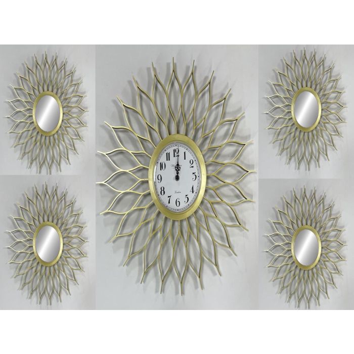 Reloj Glam DKD Home Decor Champan Plateado 4 x 50 x 50 cm Set de 5 (2 Unidades)