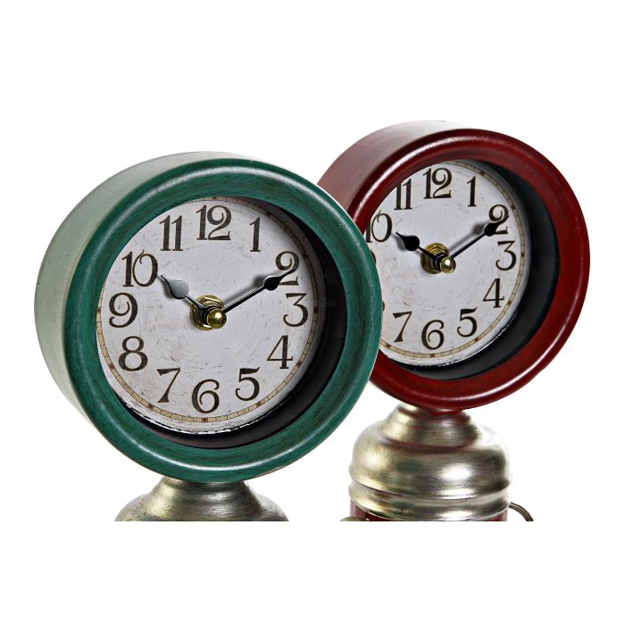 Reloj Sobremesa Vintage DKD Home Decor Rojo Verde 15 x 37 x 13.5 cm (2 Unidades) 1