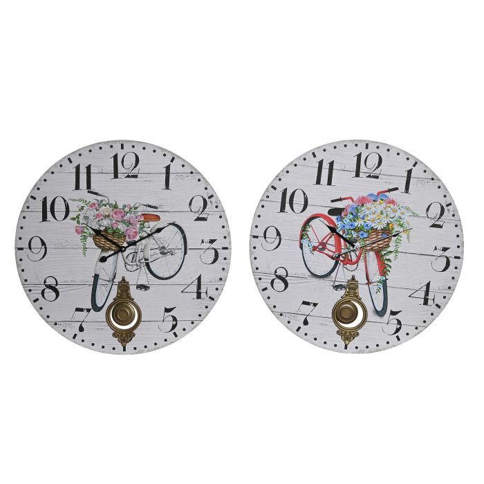 Reloj Pared Shabby DKD Home Decor Multicolor 8 x 58 x 58 cm (2 Unidades)