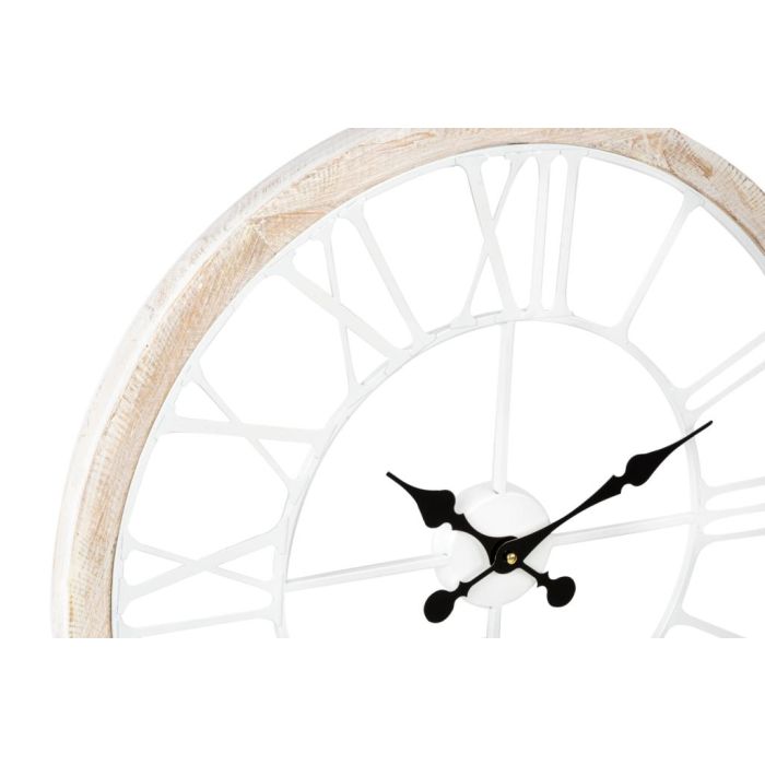 Reloj Pared Vintage DKD Home Decor Natural Blanco 5 x 60 x 60 cm (2 Unidades) 1