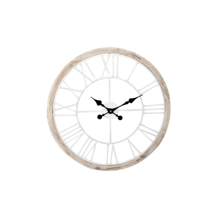 Reloj Pared Vintage DKD Home Decor Natural Blanco 5 x 60 x 60 cm (2 Unidades)