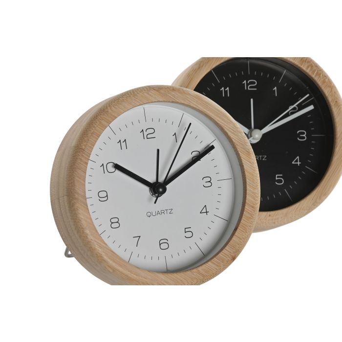 Reloj Despertador Basicos DKD Home Decor Blanco Negro 4.3 x 10 x 10 cm (2 Unidades) 1