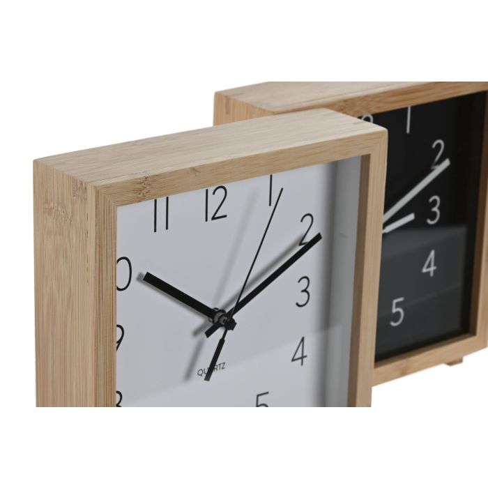 Reloj Despertador Basicos DKD Home Decor Blanco Negro 4.6 x 16 x 16 cm (2 Unidades) 1