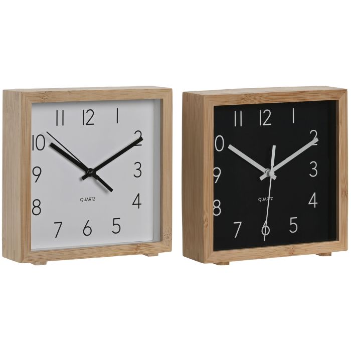 Reloj Despertador Basicos DKD Home Decor Blanco Negro 4.6 x 16 x 16 cm (2 Unidades)