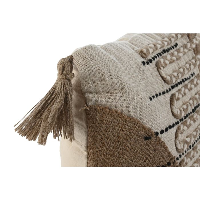 Cojin Boho DKD Home Decor Blanco Roto Natural 8 x 45 x 45 cm (2 Unidades) 1